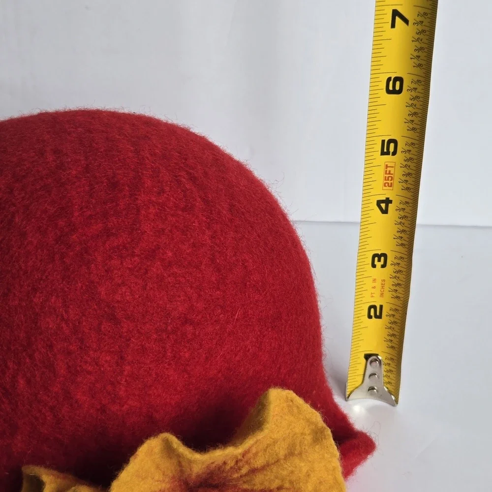 NEW Handmade‎ Nepal Felted Wool Hat Red Boho Fair Trade Ganesh Himal Trading Co.